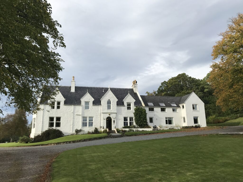 Front view of Kinloch Lodge in Sleat on the Isle of Skye