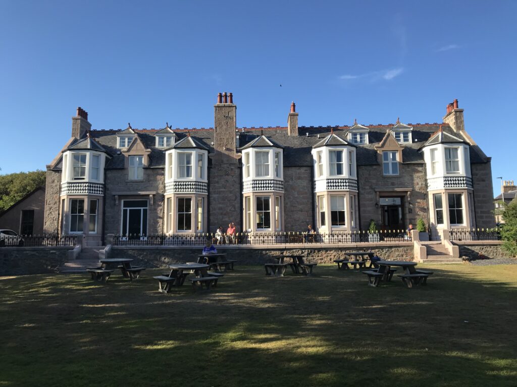 Garden view of Kilmarnock Arms Hotel in Cruden Bay