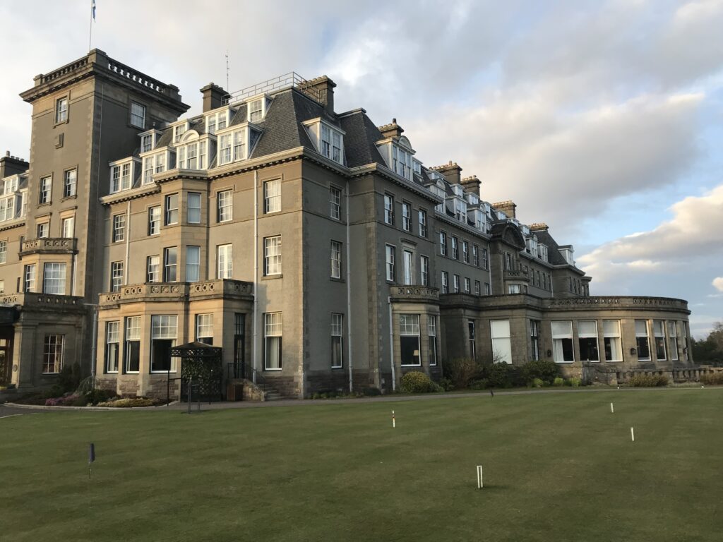 Front view of luxerious Gleneagles Hotel in Scotland